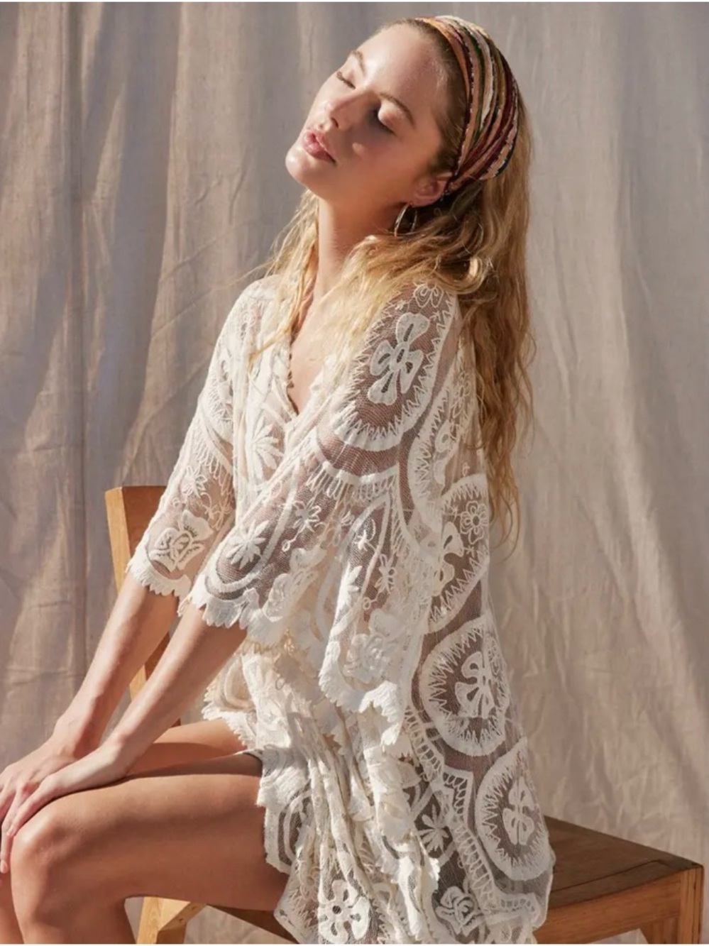 Jen’s Pirate Booty Free People Ivory Crochet lace Dress/cover up ($350) M